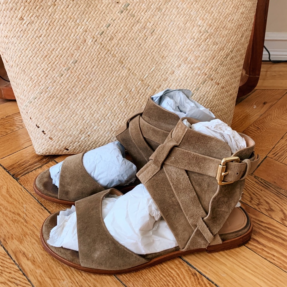 Vince Camuto Suede Sandals Khaki Size 7